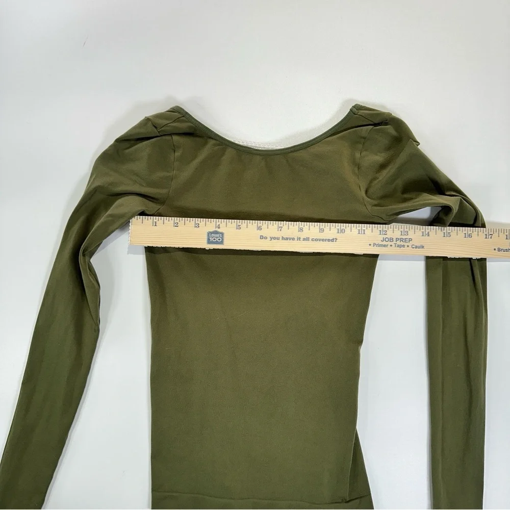 Intimately Free People Open Back Fitted Long Sleeve Top Olive XS S - Picture 6 of 7